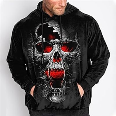Men's Plus Size Pullover Hoodie Sweatshirt Big and Tall 3D Print Hooded Long Sleeve Spring   Fall Basic Fashion Streetwear Comfortable Daily Wear Vacation Tops Lightinthebox