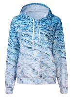 Casual Women 3D Wave Pattern Printed Gradual Hoodie - thumbnail