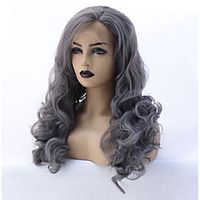 Synthetic Lace Front Wig Water Wave Water Wave Lace Front Wig Medium Length Long Grey Synthetic Hair Women's Heat Resistant Natural Hairline Gray miniinthebox - thumbnail