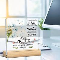 Gifts for Boss Leader Gift for Men Women Boss Appreciation Present Clear Desk Decorative Sign Acrylic Plaque With Wooden Stand 4x4 Inch Retirement Going Away Boss Day Sign Home Office Desk Decor Lightinthebox