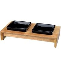 Trixie Ceramic Bowls On Wood Stand for Dogs - 2X400ML