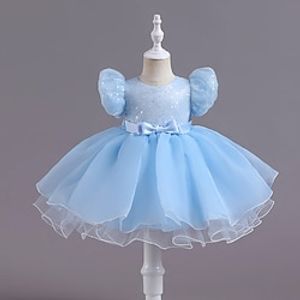 Kids Girls' Dress Flower Dress School Crew Neck Short Sleeve Daily Dress 3-7 Years Summer White Pink Blue Lightinthebox