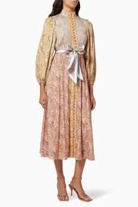 Tempo Buttoned Midi Dress in Silk