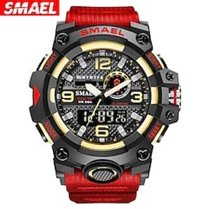 SMAEL Men Sport Watches Dual Time Digital Watch Quartz 50m Waterproof Watch Led Military Watch Sport 8035 Men Watches Wristwatch Lightinthebox