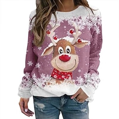 Christmas Reindeer Ugly Christmas Sweater / Sweatshirt Hoodie Print Graphic Hoodie For Men's Women's Unisex Adults' 3D Print 100% Polyester Party Festival miniinthebox