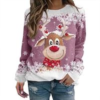 Christmas Reindeer Ugly Christmas Sweater / Sweatshirt Hoodie Print Graphic Hoodie For Men's Women's Unisex Adults' 3D Print 100% Polyester Party Festival miniinthebox - thumbnail