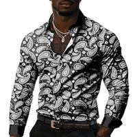 Men's Casual Printed Shirts Formal Summer Spring Fall Turndown Long Sleeve Black, Red S, M, L Polyester Shirt Lightinthebox