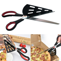 New 2 in 1 Pizza Scissor Steel Stainless Slicer Pastry Cutter Shear Tool - thumbnail