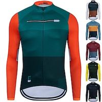 21Grams Men's Cycling Jersey Long Sleeve Bike Jersey Top with 3 Rear Pockets Mountain Bike MTB Road Bike Cycling Breathable Quick Dry Moisture Wicking Reflective Strips Black Green Yellow Color Block Lightinthebox - thumbnail