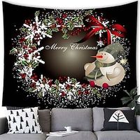 Christmas Snowman Songs Tapestry Backdrop Fire Place for The Living Room Background Wall Hanging for Party Home Christmas Wall Decor Lightinthebox - thumbnail