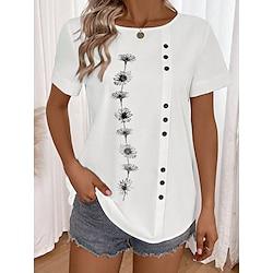 Women's Tunic White Short Sleeve Crew Neck Summer Lightinthebox