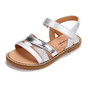 Girls' Sandals Bohemian Style Flat Roman Shoes PU Katy Perry Sandals Little Kids(4-7ys) Daily Party  Evening Beach Sequin Braided Strap Silver Spring Summer / TPR (Thermoplastic Rubber) miniinthebox