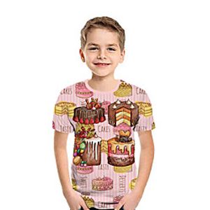Kids Boys' T shirt Tee Short Sleeve Strawberry 3D Print Graphic Fruit Blushing Pink Children Tops Summer Active Daily Wear Regular Fit 3-12 Years miniinthebox