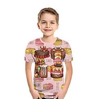 Kids Boys' T shirt Tee Short Sleeve Strawberry 3D Print Graphic Fruit Blushing Pink Children Tops Summer Active Daily Wear Regular Fit 3-12 Years miniinthebox - thumbnail