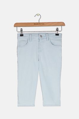 Girls Super Stretch Capri Light Wash Blue Girls Super Stretch Capri Light Wash Blue