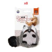 FOFOS Raccoon Floppy Crinkle Cat Toy (Pack of 8)