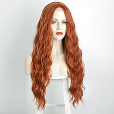 Brown Lace 26inches Synthetic Wigs Long Wavy Wig for Women Glueless Heat Resistant Deep Middle Part Natural Looking Lightinthebox