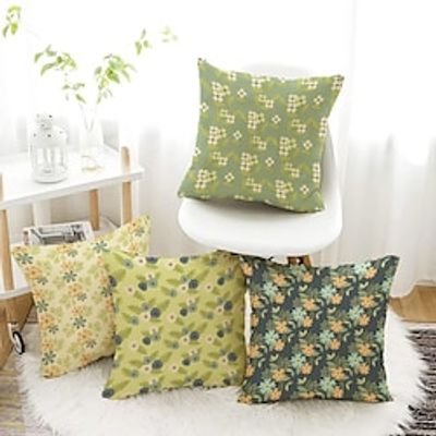 Floral Plant Double Side Pillow Cover 4PC Soft Decorative Cushion Case Pillowcase for Bedroom Livingroom Sofa Couch Chair miniinthebox
