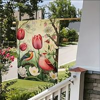 Tulip Birds Garden Flag 12x18Inch Outdoor Decorations Welcome Garden Patio Flag Yard Flag Double Sided Holiday Outdoor Flags 1pc Lightinthebox - thumbnail