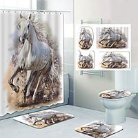 Shower Curtain Mat Set Bathroom Polyester Classic Waterproof miniinthebox Shower Curtain Mat Set Bathroom Polyester Classic Waterproof miniinthebox