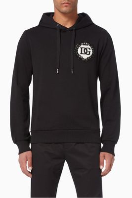 DG Embellished Logo Cotton Jersey Hoodie DG Embellished Logo Cotton Jersey Hoodie