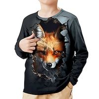 Boys 3D Fox Tee Shirt Long Sleeve 3D Print Spring Fall Sports Fashion Streetwear Polyester Kids 3-12 Years Crew Neck Outdoor Casual Daily Regular Fit Lightinthebox - thumbnail