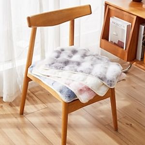 Imitation Rabbit Fur Anti-Slip Kitchen Chair Cover Tie-Dye Effect Lightinthebox
