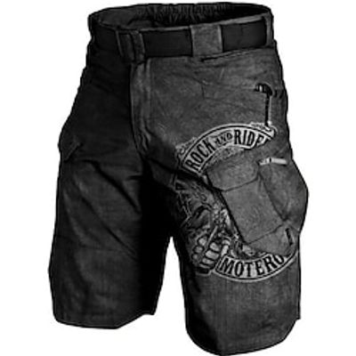 Men's Classic Style Retro Vintage Shorts Cargo Shorts Multiple Pockets Print Knee Length Pants Casual Daily Micro-elastic Graphic Comfort Breathable Mid Waist Gray Brown M L XL XXL 3XL miniinthebox