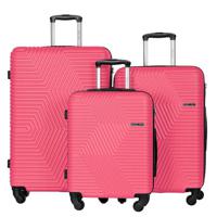 PARA JOHN Travel in Style: Sleek ABS 3-Piece Luggage Set (20"/24"/28") - PINK