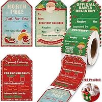 200 Pcs/Roll Merry Christmas Stickers Christmas Theme Seal Labels Stickers for DIY Gift Baking Package Envelope Stationery Decor miniinthebox - thumbnail
