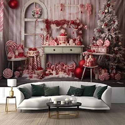 Pink Christmas Hanging Tapestry Wall Art Xmas Large Tapestry Mural Decor Photograph Backdrop Blanket Curtain Home Bedroom Living Room Decoration miniinthebox