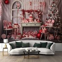Pink Christmas Hanging Tapestry Wall Art Xmas Large Tapestry Mural Decor Photograph Backdrop Blanket Curtain Home Bedroom Living Room Decoration miniinthebox - thumbnail