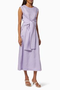 Sash Midi Dress in Linen