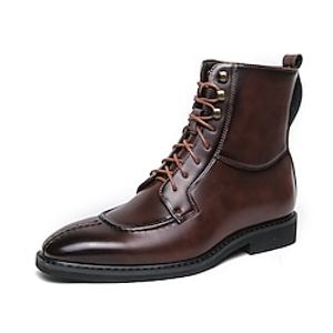Men's Boots Formal Shoes Dress Shoes Business British Daily Party  Evening PU Comfortable Booties  Ankle Boots Lace-up Black Brown Fall Winter Lightinthebox