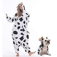 Adults' Kigurumi Pajamas Nightwear Camouflage Milk Cow Patchwork Onesie Pajamas Pajamas Funny Costume Flannel Cosplay For Men and Women Pet Dog's Halloween Animal Sleepwear Cartoon Lightinthebox - thumbnail