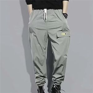 Men's Cargo Pants Cargo Trousers Trousers Cropped Pants Drawstring Elastic Waist Multi Pocket Plain Comfort Wearable Casual Daily Holiday Sports Fashion Black Green miniinthebox
