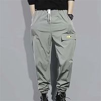 Men's Cargo Pants Cargo Trousers Trousers Cropped Pants Drawstring Elastic Waist Multi Pocket Plain Comfort Wearable Casual Daily Holiday Sports Fashion Black Green miniinthebox - thumbnail