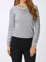 Casual Hollow O-neck Long Sleeve Women T-shirt