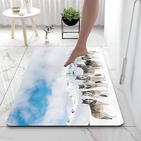 Merry Christmas A World In The Snow Diatomaceous Earth Bath Mat Xmas Soft Mat Rubber Anti-Slip Fast Dry Super Absorbent Thin Bathroom Mat for Under Door - Bathroom Floor Mat Rug Bathtub Front Shower Mat Sink miniinthebox - thumbnail