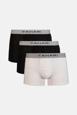 Mens 3 Pack Classic Trunks White/Black Mens 3 Pack Classic Trunks White/Black