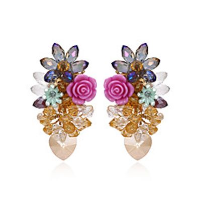 Women's Drop Earrings Earrings Dangle Earrings Fancy Luxury Colorful Rococo Baroque Korean Imitation Diamond Earrings Jewelry Champagne For Street Gift Date Beach Festival / Crystal Earrings miniinthebox
