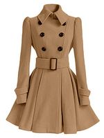 Fold Over Collar Ruffled Hem Belt Coat - thumbnail