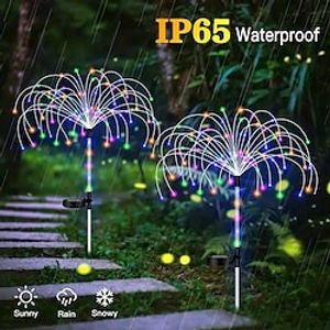 2/1 Packs Solar Firework Lights, Solar Outdoor Lights Decorative, Sparkles Stake Yard Light for Garden, Yard, Landscape and Driveway miniinthebox