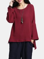 O-NEWE Casual Pure Color Irregular Women Blouse