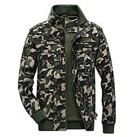 Men's Jacket Camo  Camouflage Patchwork Casual Fall Jackets Regular Daily Long Sleeve Cotton Coat Tops Army Green Lightinthebox - thumbnail