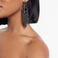 Women's Hoop Earrings Tassel Fringe Precious Statement Imitation Diamond Earrings Jewelry Black For Party Club 1 Pair Lightinthebox