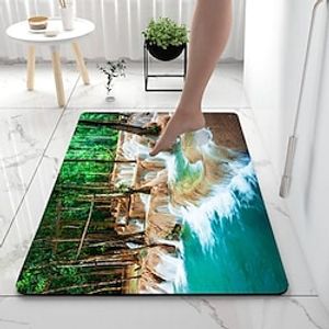 Bathroom Deco Diatomaceous Earth Bath Mat Xmas Soft Mat Rubber Anti-Slip Fast Dry Super Absorbent Thin Bathroom Mat for Under Door - Bathroom Floor Mat Rug Bathtub Front Shower Mat Sink Lightinthebox