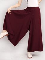 O-NEWE Elastic Waist Pure Color Wide Leg Pants