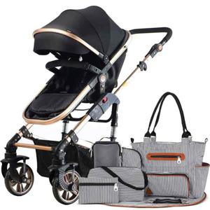 Teknum 3 In 1 Pram Stroller And Diaper Bag Bundle - Black CM_TKLS_661BLDPS6BL