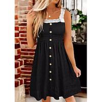 Women's Black Dress Mini Dress Lace Date Vacation Casual Strap Black Color Lightinthebox